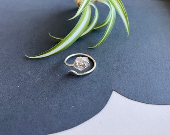 Adjustable Rose Ring in Sterling Silver inspired from the Rose flower