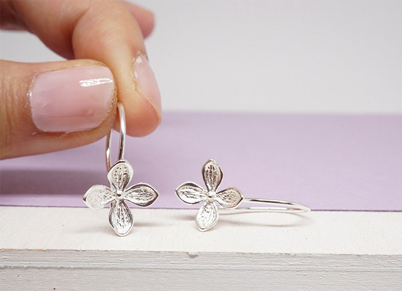 Lilac flower Stud earrings in Sterling Silver image 2