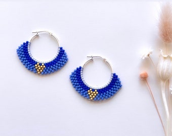 Hoop earrings in Sterling Silver and Japanese colorful Miyuki glass beads