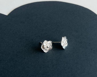 Rose Stud Earrings in Sterling Silver for a floral touch