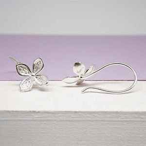 Lilac flower Stud earrings in Sterling Silver image 4