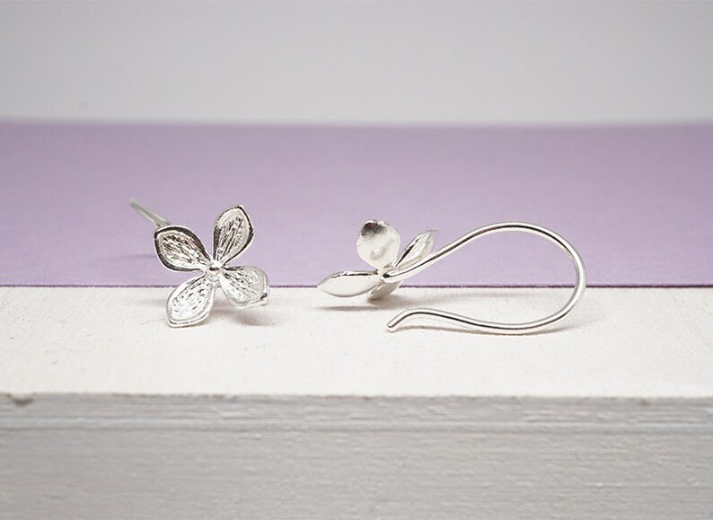 Lilac flower Stud earrings in Sterling Silver image 4