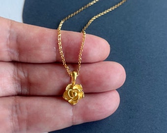 Rose Flower Pendant in 18K Gold Plated Silver