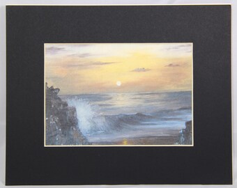 5" x 7" Beach Sunset Art Print Matted to 8" x 10"