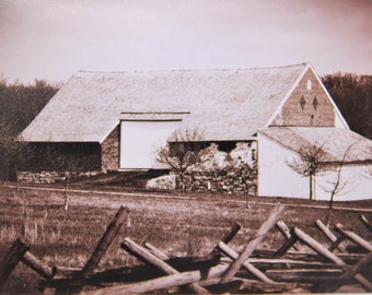 Trostle Barn Gettysburg Battlefield - Sepia Photograph