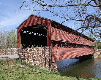 Fotografía de Gettysburg del puente cubierto de Sach