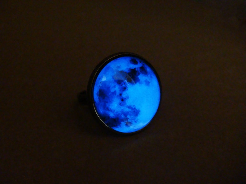 Glowing Moon Ring / Grey Moon / Moon Ring / Planet Ring / Glow in the dark / Glowing Ring / Handmade Ring / Cosmos Ring / Glows / Spase Ring image 3