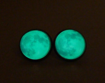 Glowing Earrings / Glow in the dark / Glowing Moon / Glowing Space / Glowing Jewelry / Moon Earrings / Moon Jewelry / Glow in the dark Moon