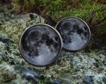 Glow in the dark Earrings / Glowing Moon / Glow Space / Glowing Jewelry / Stud Earrings / Glowing Earrings / Moon Earrings / Moon Jewelry