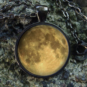 Glow in the dark / Yellow Moon / Glowing necklace / Glowing jewelry / Jewelry glow / Glow in the dark Pendant / Unique pendant / Glow Space