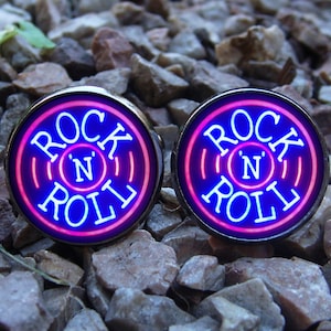 Glowing Cufflinks Rock'n'roll / Music Cufflinks / Rock Cufflinks / Rock n roll Cuff Links / Gift Boyfriend / Men Jewelry / Glows in the Dark