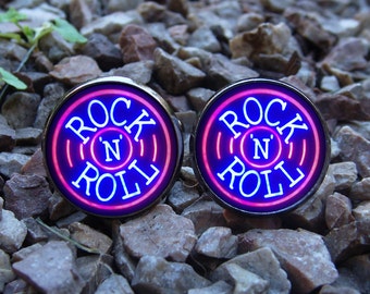 Glowing Cufflinks Rock'n'roll / Music Cufflinks / Rock Cufflinks / Rock n roll Cuff Links / Gift Boyfriend / Men Jewelry / Glows in the Dark