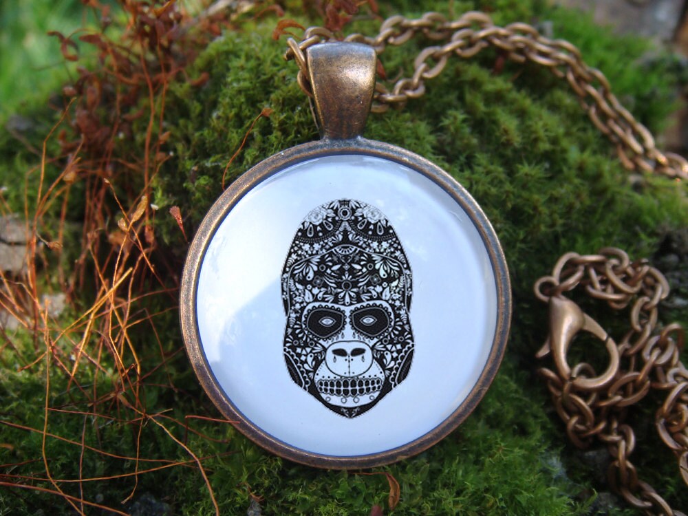 Gorilla Glowing Necklace / Monkey Pendant / Glow in the Dark