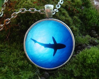 Glowing Necklace / Shark Pendant / Christmas Gift / Glowing in the Dark / Fish under water / Glows Jewelry / Fish Necklace / Ocean Pendant