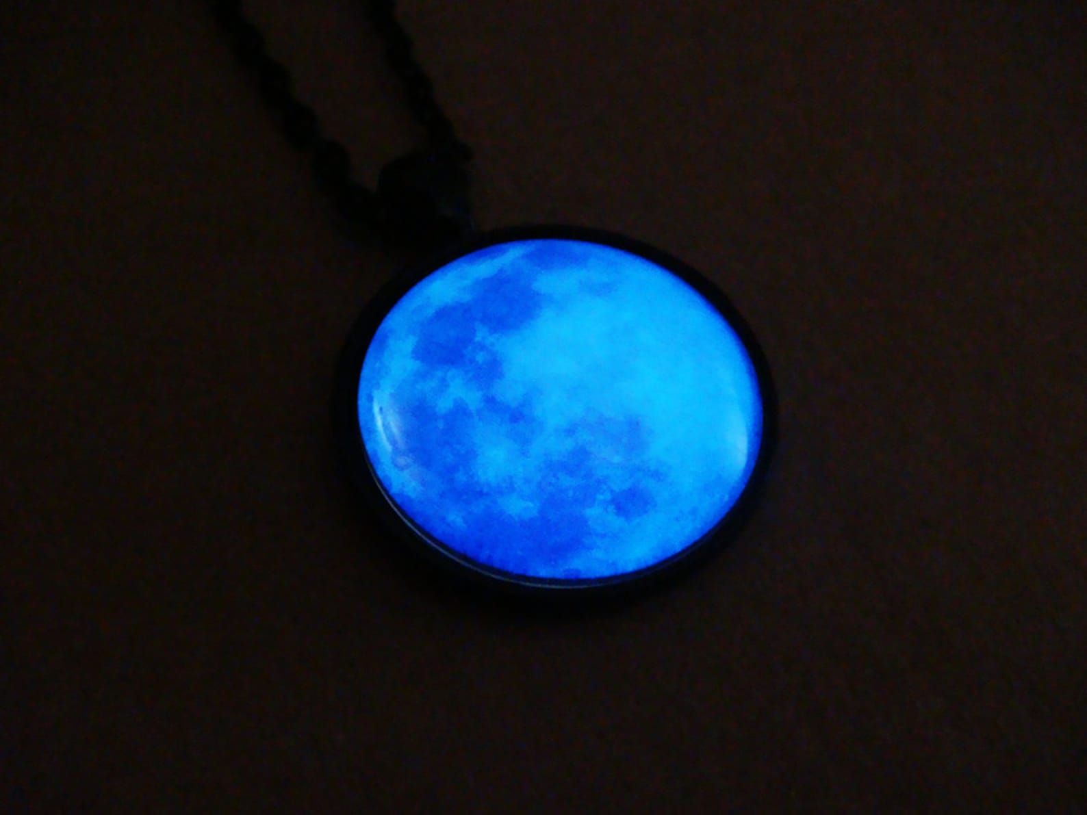 Glowing Necklace Blue Moon / Glow in the Dark / Glow Moon / Etsy