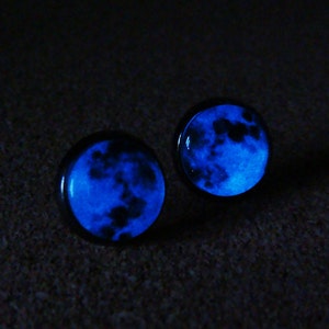 Glow in the dark Earrings / Glowing Moon / Glow Space / Glowing Jewelry / Stud Earrings / Glowing Earrings / Moon Earrings / Moon Jewelry image 3
