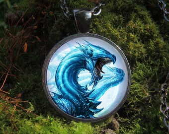 Glow in the dark / Water Dragon / Ice Dragon / Blue Dragon / the Mouth of the Dragon / Glow necklace / Cold Dragon / Dragon Pendant