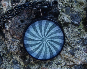 Glow in the dark Stripes Glowing necklace Glowing jewelry Jewelry glow Glow in the dark Black necklace Pendant Gray stripes Black pendant