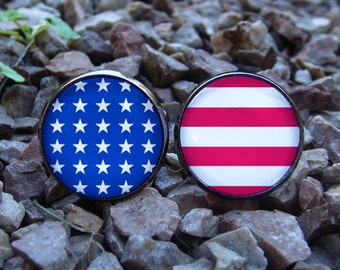 Patriotic Cufflinks Glow in the dark / Glowing Stars / Glow Cuff Links / Glow Cufflinks / Gift Boyfriend / American Flag / Stripes and Stars