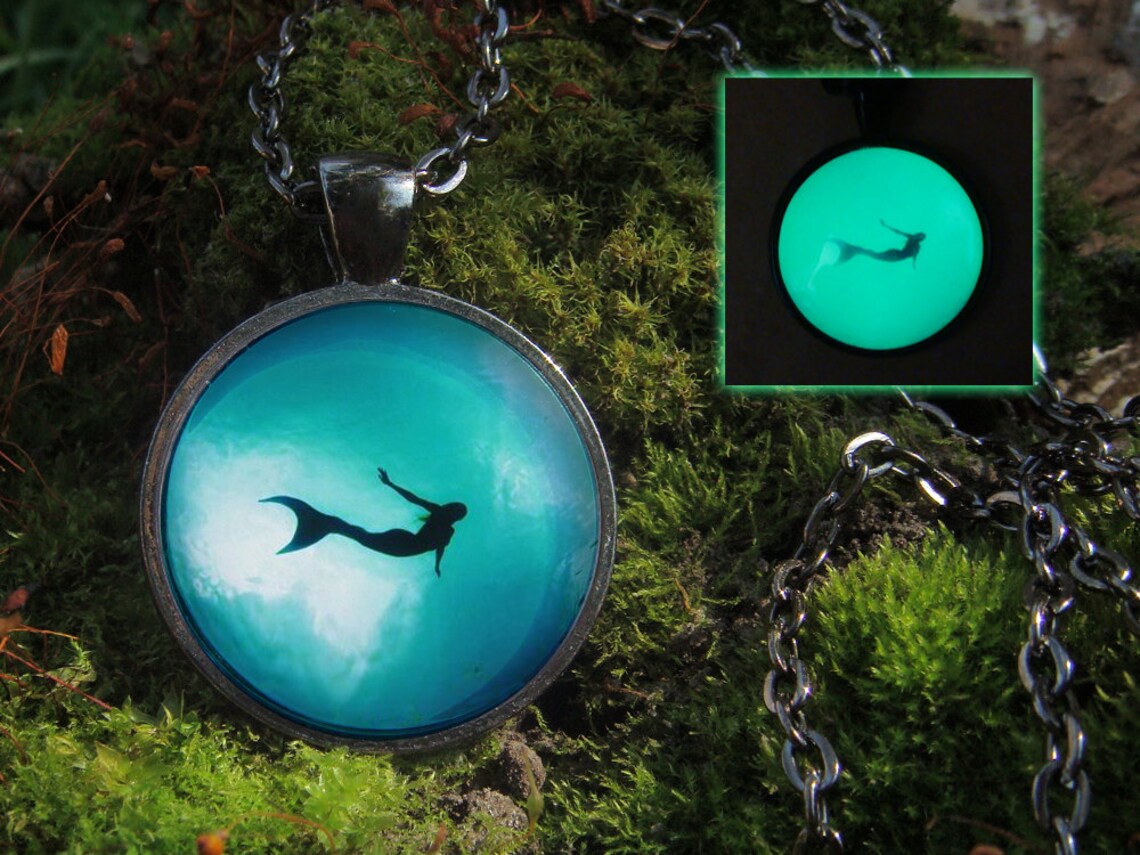 Mermaid Jewelry Glowing Mermaid Necklace Ocean Jewelry Glow in Etsy