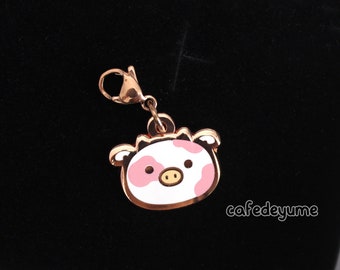 strawberry cow enamel charm