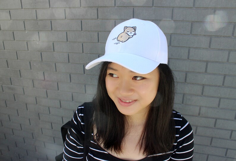 Cute Shiba Butt Baseball Cap White Hat Dog Inu Puppy Christmas Gift