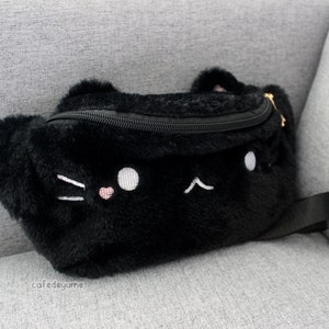 Black Cat Fluffy Fanny Pack