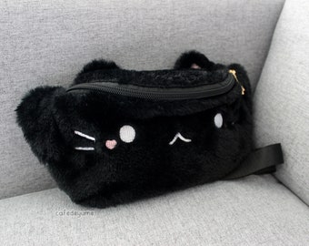 Black Cat Fluffy Fanny Pack