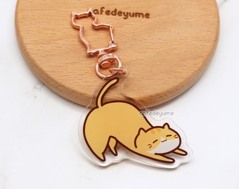 orange cat yoga acrylic charm