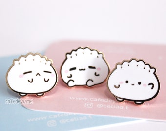 Har Gow Buddies Dim Sum Enamel Pin, cute, kawaii, gift, lapel pin dumpling, bao, steamed