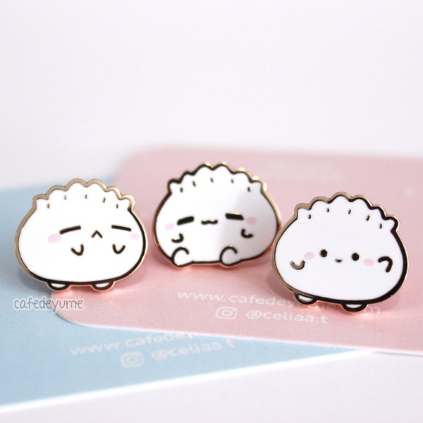 Har Gow Buddies Dim Sum Enamel Pin, cute, kawaii, gift, lapel pin dumpling, bao, steamed