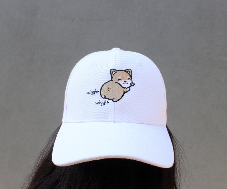 Cute Shiba Butt Baseball Cap White Hat Dog Inu Puppy Christmas Gift