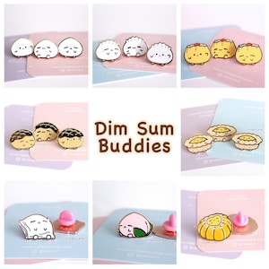 Lazy Cheung Fun Dim Sum Enamel Pin, cute, kawaii, gift, lapel pin, rice noodle image 2