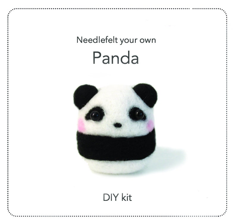 DIY panda needle felt kit tutorial easy craft wool fun do it Etsy