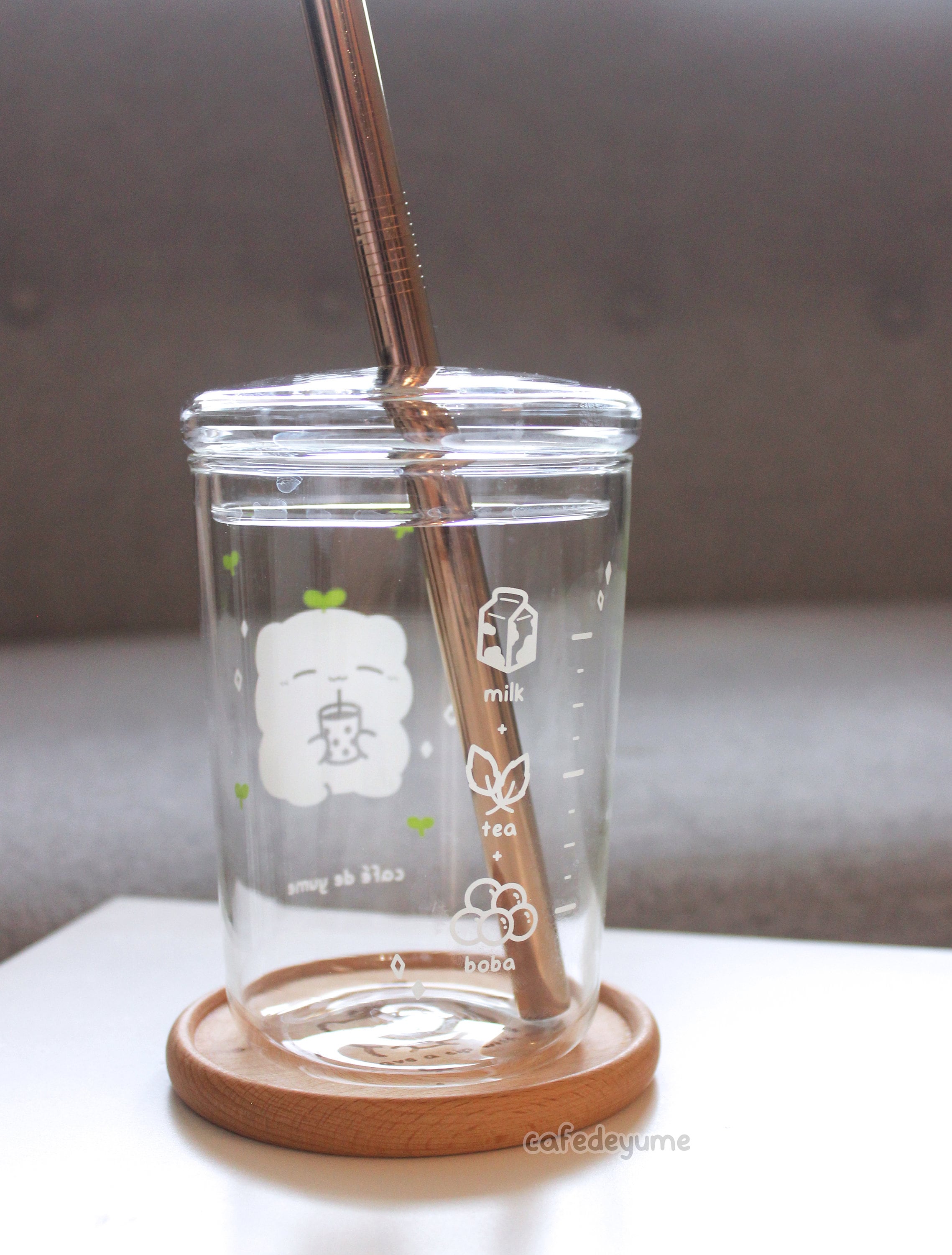 Borosilicate Glass Reusable Boba Cup W/ Straw 