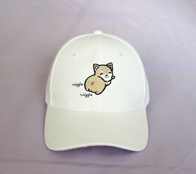 Cute Shiba Butt Baseball Cap White Hat Dog Inu Puppy Christmas Gift