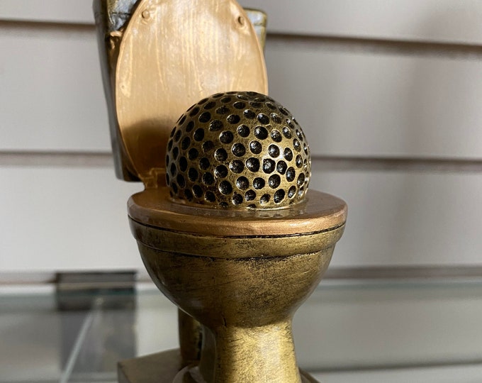 Golf Trophy, Golden Flush Award, Golf Ball, Stinker Trophy Golfer, Golf Resin
