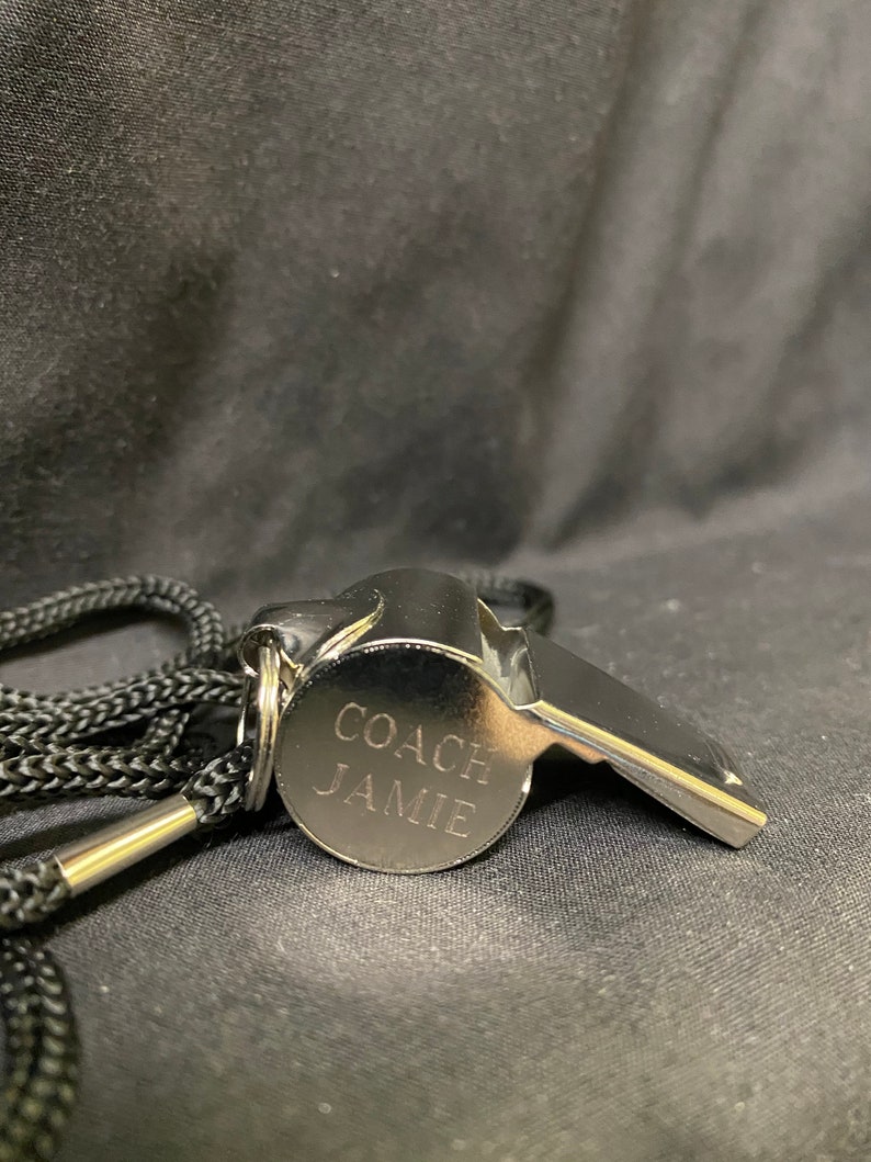 Coaches Whistle Engraved Silver Whistle with Lanyard Etsy