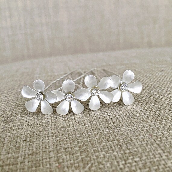 Hair Flower Crystal Pins Bridal Hair Wedding Hair Accessories Etsy