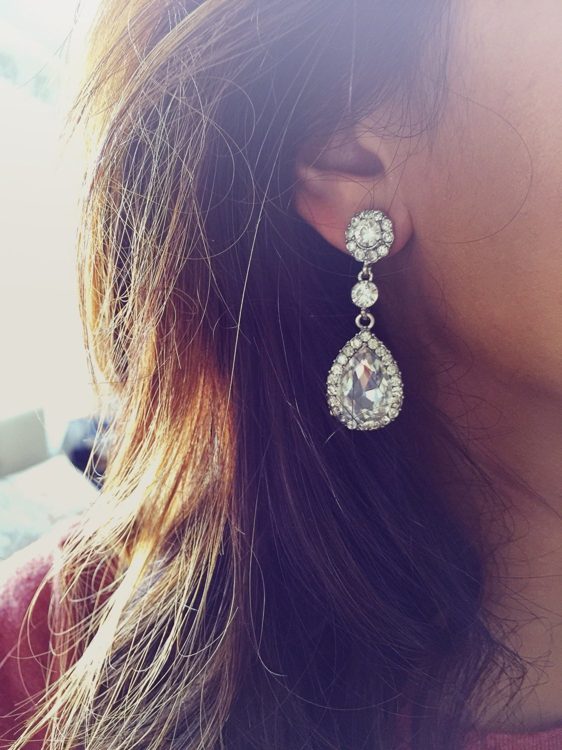 Kim kardashian wedding earrings crystal prom Etsy