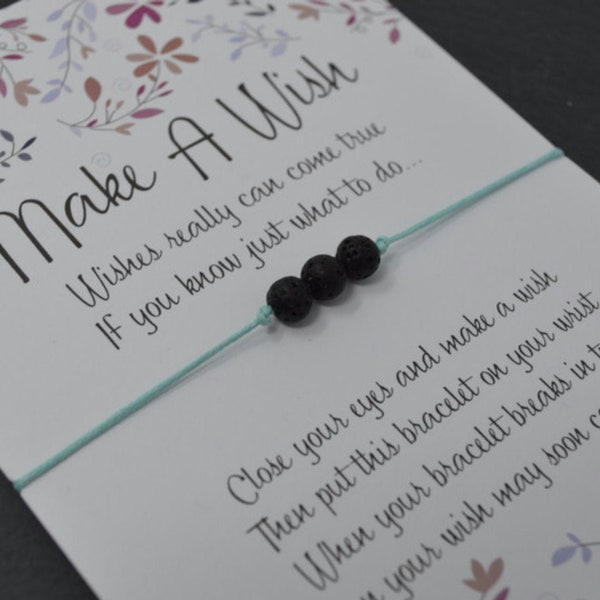 Aromatherapy Wish Bracelet - Genuine Lava Stone Wish Bracelet. Essential Oil Diffuser Bracelet. Yoga Gift. Minimalist Jewellery. Wish Knots