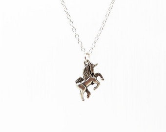 Unicorn Pendant. Silver Unicorn Necklace. Birthday Gift Jewellery - Choose Length.