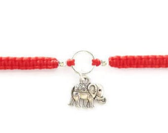 Elephant Charm Macrame Bracelet: Adjustable Stacking Bracelet, Choose Colour