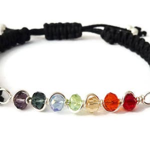 Rainbow Pride Bracelet Chakra Bracelet. Rainbow Bracelet. Wire Wrapped Macrame Bracelet. Unisex Gift. Choice of Colours - Wish Knots