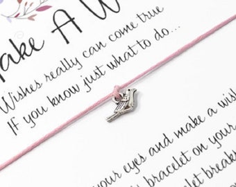 Tiny Little Bird Charm Wish Bracelet, Bird of Happiness Good Luck Gift - Choice of Colours