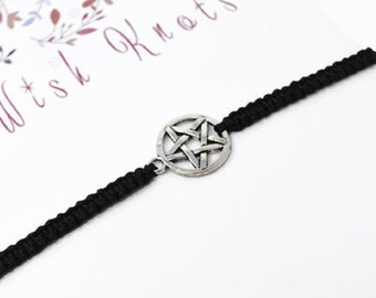 Macrame Pentagram Bracelet. Wiccan Amulet. Stacking Bracelet - Choice of Colours