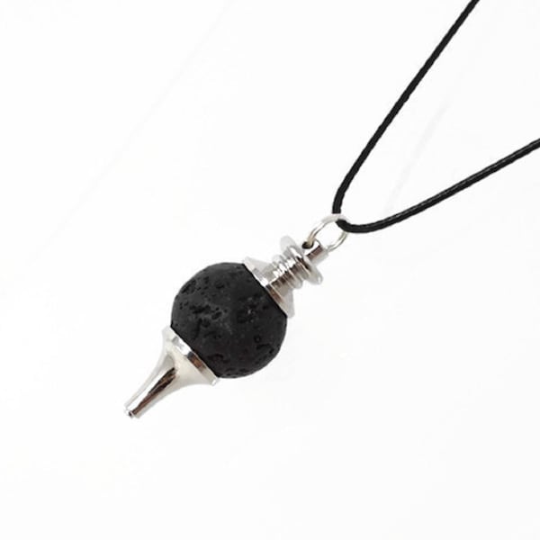 Aromatherapy Necklace - Lava Stone Pendant. Essential Oil Diffuser. Adjustable Cord Necklace