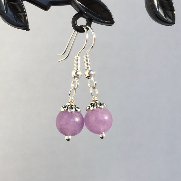 Genuine Light Amethyst Simple Drop Gemstone Earrings - Natural Pale Amethyst - Healing Gemstone