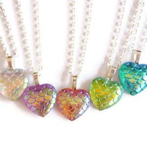 Mermaid Tail Heart Pendant. Dragon Heart. Mermaid Scale. Choice of Colours.