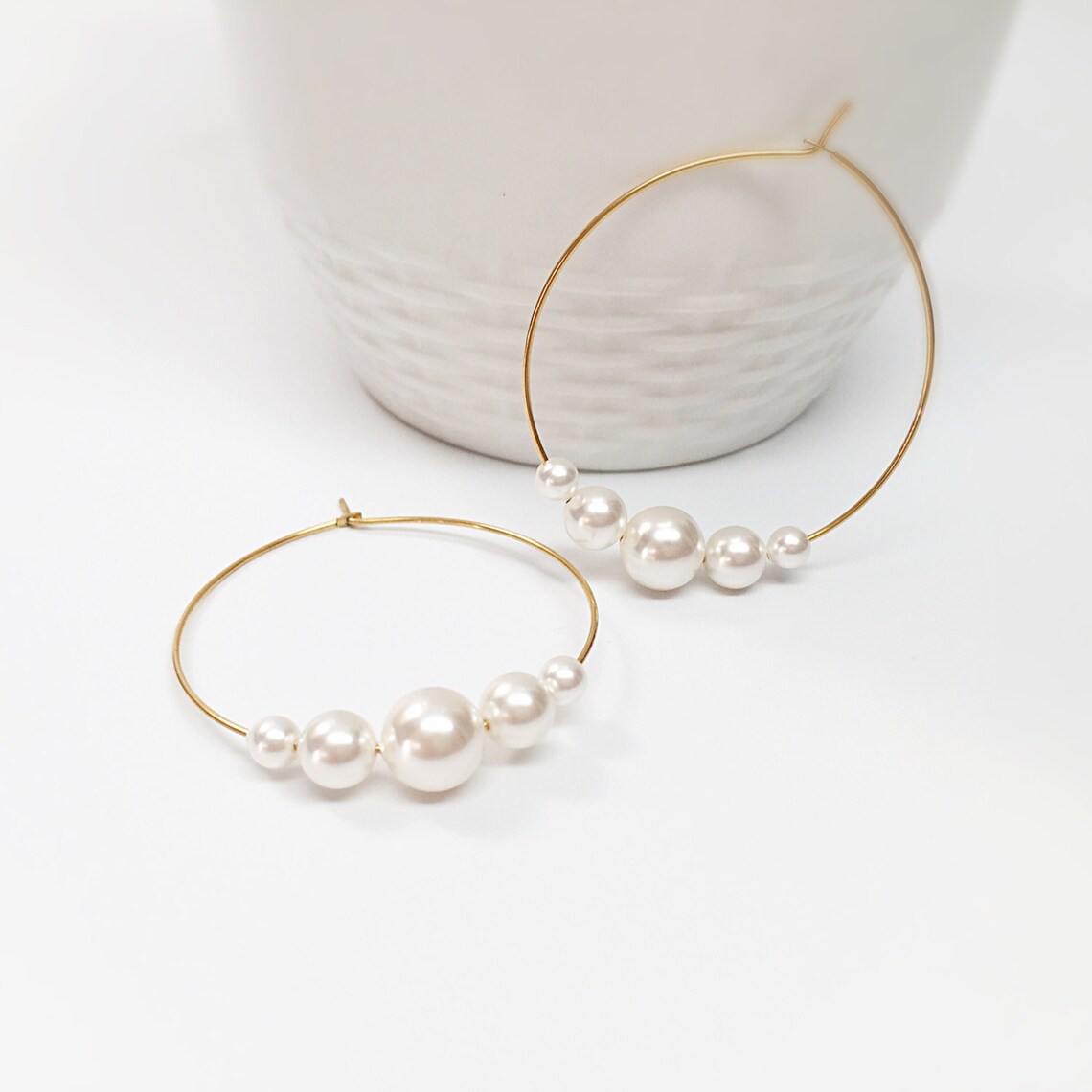 Pearl Hoop Earrings Gold Hoop Earrings Small Hoops Earrings Etsy